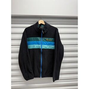 Cotopaxi Mens Fleece Full Zip Jacket Black Blue Teal Striped Size ML